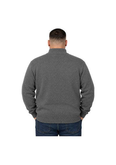 Battalmoda Erkek Büyük Beden Füme Hattush Fermuarlı Dik Yaka Triko Kazak 3xl-4xl-5xl-6xl