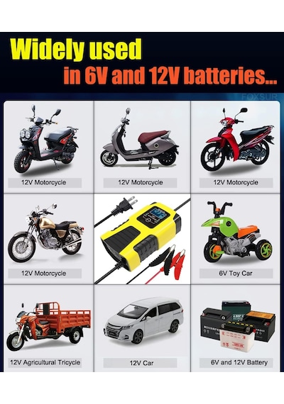 Tr 6v 12v Pil Şarj Cihazı Bakımcısı, 2-amp Tam Otomatik Akıllı Şarj Cihazı, Taşınabilir Damlama Şarj Cihazı