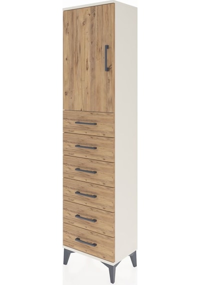 Arges Dolap 2 Raflı 6 Çekmeceli Tek Kapaklı 44x30x182 Aytaşı-çam Aytaşı