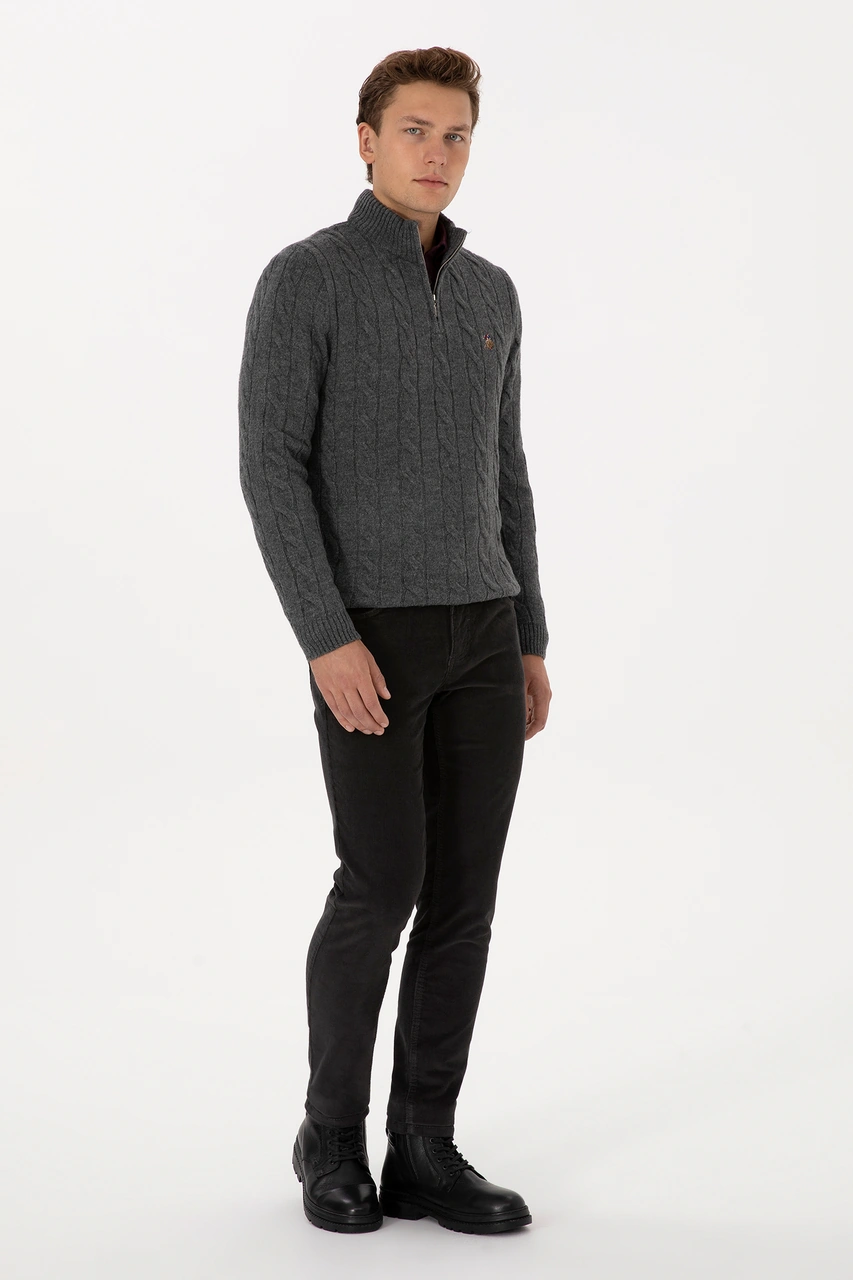 U.S. Polo Assn. Erkek Gri Slim Fit Kanvas / Chino Pantolon 50310150-VR024