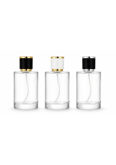 20 Adet Boş Cam Parfüm Şişe, 100 Ml, Silindir Model, Şeffaf-fuss-100