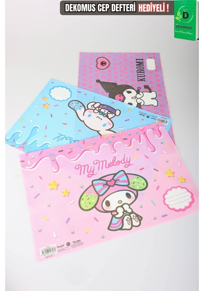 X Dekomus Lisanslı Sanrio Best Friends 3 Adet Beslenme Örtüsü My Melody,kuromi,cinnamoroll Açık Gri