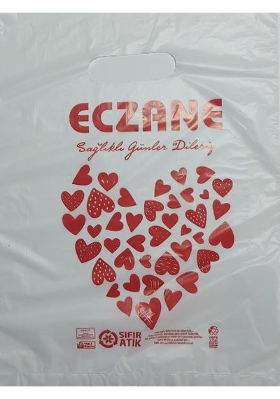 Eczane Hışır Elgeçme Baskılı Beyaz Çanta 20 X 28 Cm
