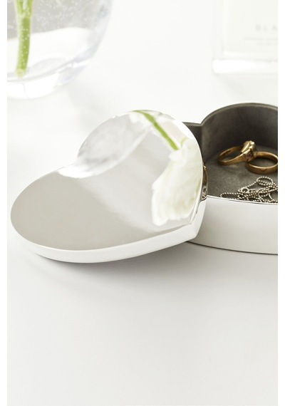 The White Company Gümüş Kaplama Kalp Mücevher Kutusu Makyaj Düzenleyici Ve Organizerleri