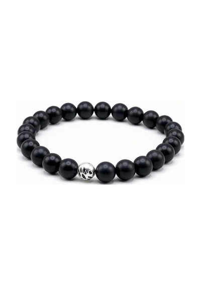 8mm Hakiki Şungit Shungite Doğal Taş Bileklik - Emf Koruması Alpaka Ara Aparatlı Siyah