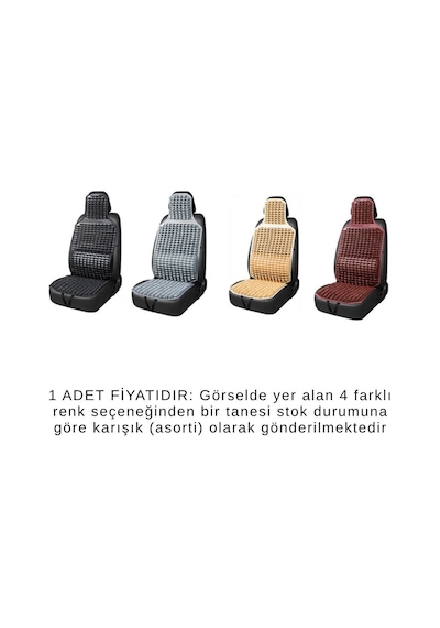 Ahşap Boncuklu Terletmez Araç Koltuk Minderi Başlıklı Ortopedik Masajlı Oto Minder Universal Tekli Set Asm-775 1 Adet
