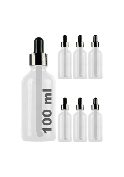 100 Ml Metal Kapaklı Damlalık Dropper Şişesi Serum 100 Cc Cam Şişe 6 Adet Siyah Kapak, Şeffaf Diğer