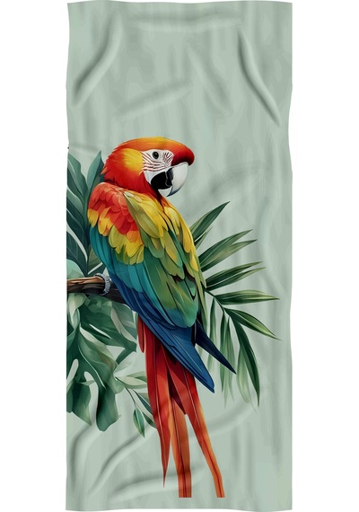 Renkli Kuş Desenli Yüksek Su Emici 70x150cm Plaj Havlusu