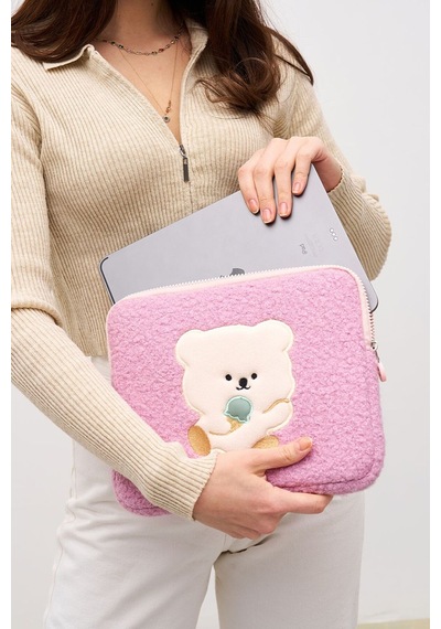 Mussen Teddy Bear Tablet Kılıfı 10 & 11 İnç Uyumlu Pembe
