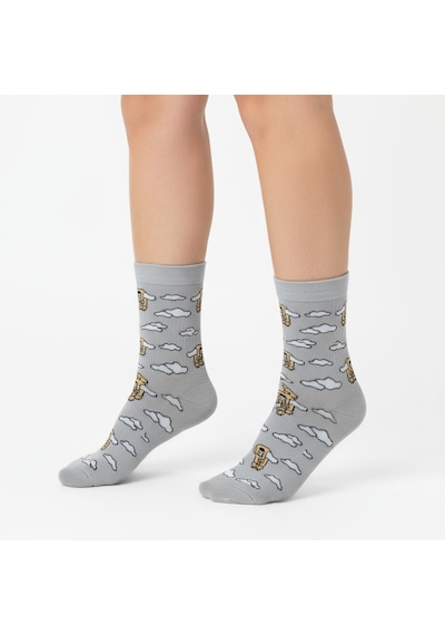 Gost Liria- Tired Socks Desenli Unisex Soket Çorap Taş