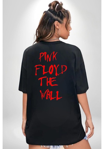 Pink Floyd The Wall Siyah Oversize Unisex Ön Ve Sırt Baskılı Tişört Siyah