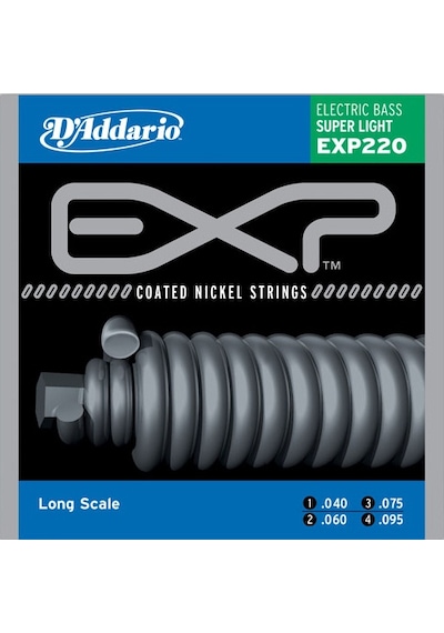 D'addario Exp220 Coated Nickel Wound Bass. Super Light. 40-95. Lo