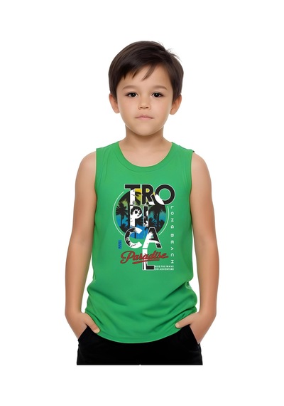 Fyk Kids Erkek Çocuk Tropical Baskılı Alt-üst Takım Yeşil