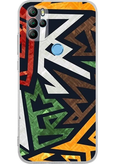 General Mobile Gm 21 Pro Uyumlu Kamera Korumalı Soyut Grafiti Tasarımlı Şeffaf Kılıf Şeffaf