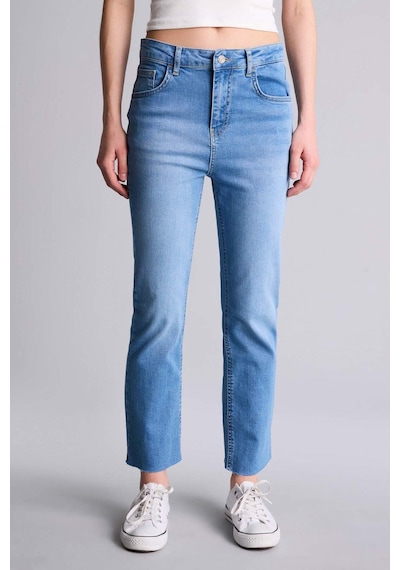 Defacto Crop Flare Fıt Yüksek Bel Kısa Paça Bilek Boy Jean Yıkamalı Pantolon H1665ax26smnm39 Mavi-nm39