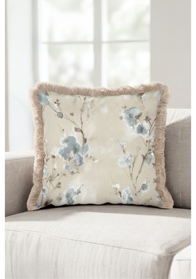Çiçekli Pastel Floral Saçaklı Yastık Kılıfı - Romantik Botanik Mavi Vizon Püsküllü Kırlent Kılıfı Sessiz Esinti Nova Çiçekli Pastel Floral Saçaklı Yastık Kılıfı - Romantik Botanik Mavi Vizon Püsküllü Kırlent Kılıfı Sessiz Esinti Nova