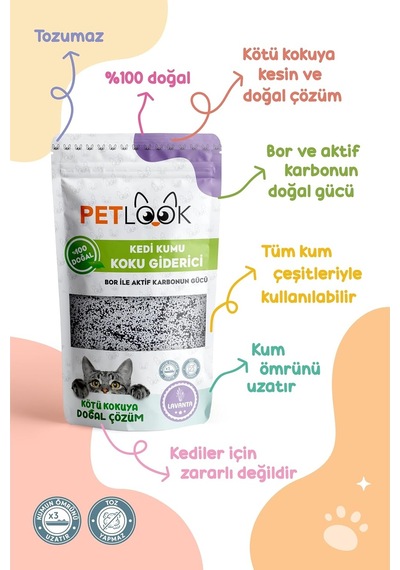 Tr Kedi Kumu Koku Giderici Aktif Karbon Katkılı Kokusuz 300 Gr Lavanta