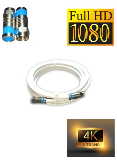 Rg6-u6 4k/full Hd/3d Saf Çelik 1metre F Konnektörlü Anten Uydu Kablosu