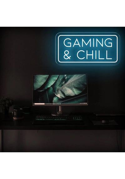 Gamıng & Chıll Yazılı Neon Tabela Turkuaz
