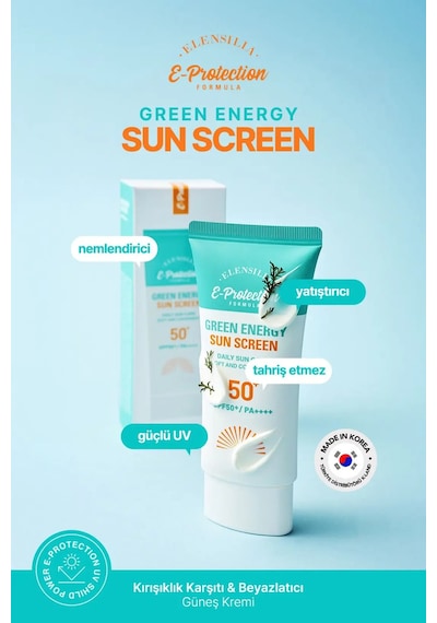 Hassas Ciltlere Özel Yatıştırıcı Spf50+pa++++ Kore Güneş Kremi Green Energy Sun Screen