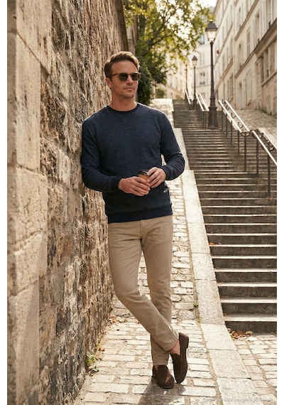 Buratti Slim Fit Bisiklet Yaka Pamuklu Erkek Kazak 456201 Indigo