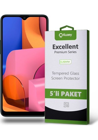 Samsung Galaxy A20S ile Uyumlu Temperli Ekran Koruyucu Kırılmaz Cam Ekonomik 5'li Paket
