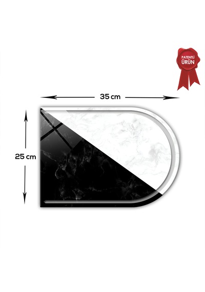 Kanallı Cam Kesme Tahtası - Black Or White - Kenarı Oval- 25x35cm