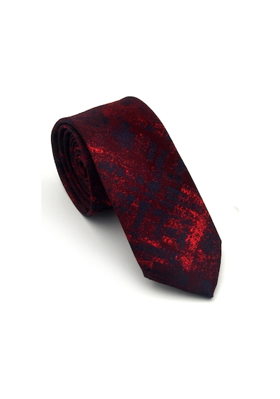 Gaffy Lacivert Kırmızı Desenli Bordo Dokuma Kumaş Mendilli Slim Fit Kravat // Sdk-2608-4 Bordo