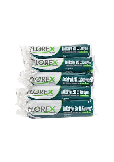 Florex 240 Lt Endüstriyel Konteyner Çöp Torbası Çöp Poşeti 120X150 Cm 1 Koli 20 Rulo 100 Adet Ayni