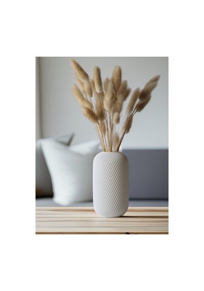 Dekoratif 3d Vazo 15cm Beyaz Beyaz