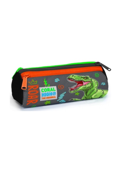 Coral High Gri Yeşil T-rex Üç Bölmeli Kalem Çantası -erkek Çocuk