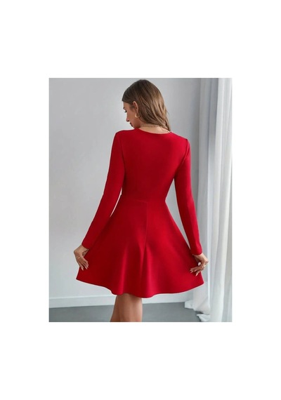Butik İstanbul Kadın Uzun Kollu Inci Yakalı Kısa Ithal Krep Elbise Kırmızı Butik İstanbul Kadın Uzun Kollu Inci Yakalı Kısa Ithal Krep Elbise Kırmızı