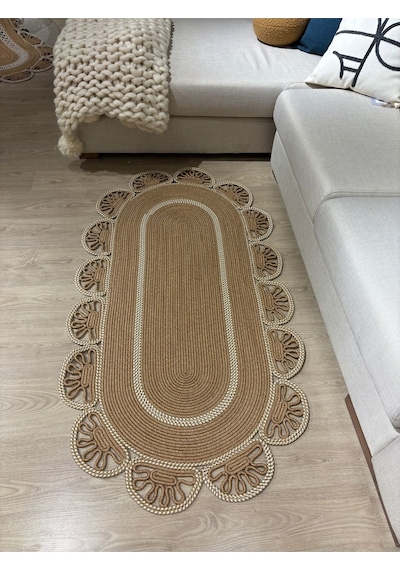 Mavaux Matrix Jüt Kilim, Paspas, Mutfak Halısı, Banyo Paspası, Kilim, Halı, Oturma Odası Halısı Krem - Bej