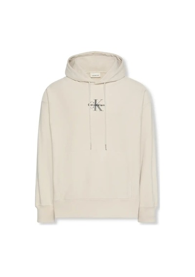 Calvin Klein Premıum Terry Mıcro Bej Erkek Kapüşonlu Sweatshirt