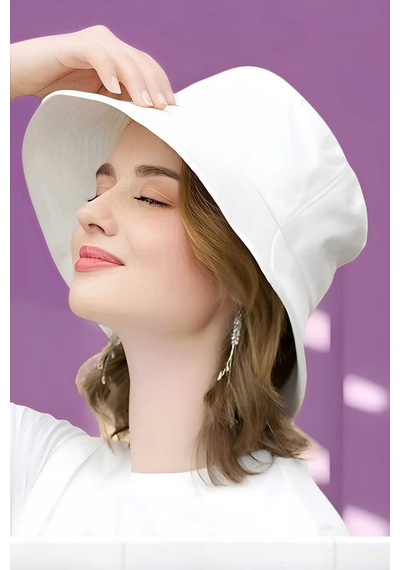 Tezzgelsin Unisex Uv Korumalı Pamuku Bucket Şapka Beyaz