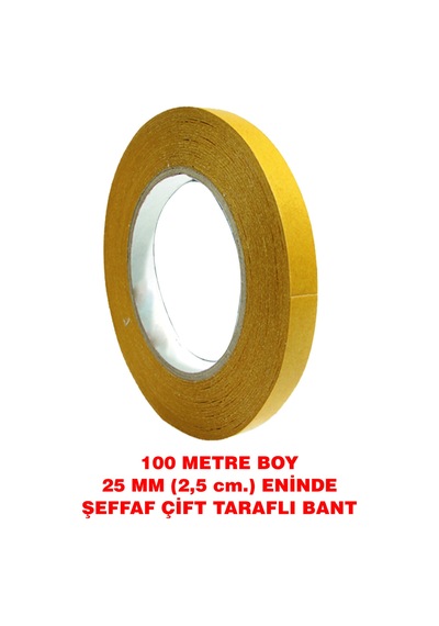 Çift Taraflı Şeffaf Bant 100 M. 25 Mm 1 Adet