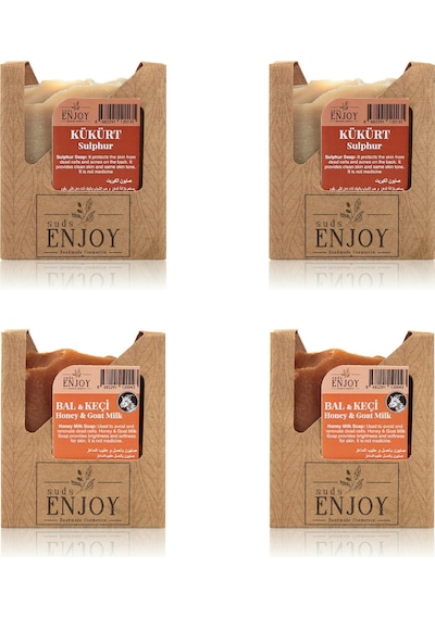 Suds Enjoy Doğal Kükürt Sabun 100 G 2'li + Bal ve Keçi Sütlü Sabun 100 G 2'li