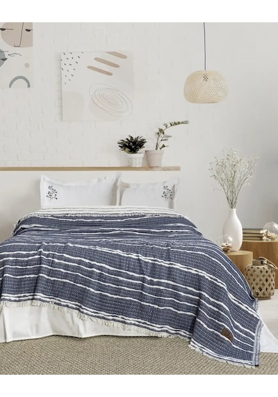 Şaheser Home Collection Yatak Örtüsü Seti Sera Lacivert Renkli