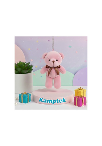 Peluş Tasarım Anahtarlık Aksesuar Ayıcık Hediyelik Anahtarlık Fuşya Pembe Pembe