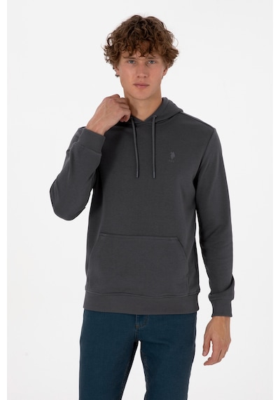 U.S. Polo Assn. Erkek Regular Fit Kapüşonlu Grı Basic Sweatshirt 50313720-VR024