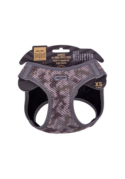 Doggie Havalı Dokuma Reflektör Serisi Küçük Irk Göğüs Tasması Kamuflaj XS-30-34Cm Kamuflaj