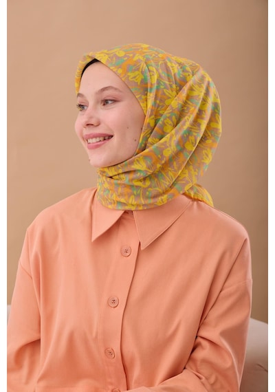Silk Home Soft Eşarp 73091-39 Vizon, Patina Yeşili, Turuncu, Sarı