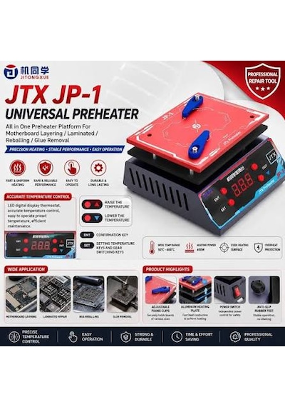 Jtx Jp-1 300w Anakart Katmanlama Kalay Dikim Tutkal Kaldırma Isıtma Masa Aracı Için Evrensel Ön Isıtma Katmanlama Platformu