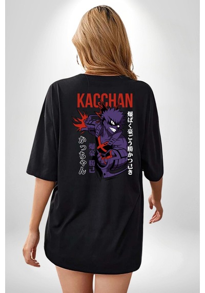 Kasuki Bakugo Anime Siyah Oversize Unisex Ön Ve Sırt Baskılı Tişört Siyah Kasuki Bakugo Anime Siyah Oversize Unisex Ön Ve Sırt Baskılı Tişört Siyah