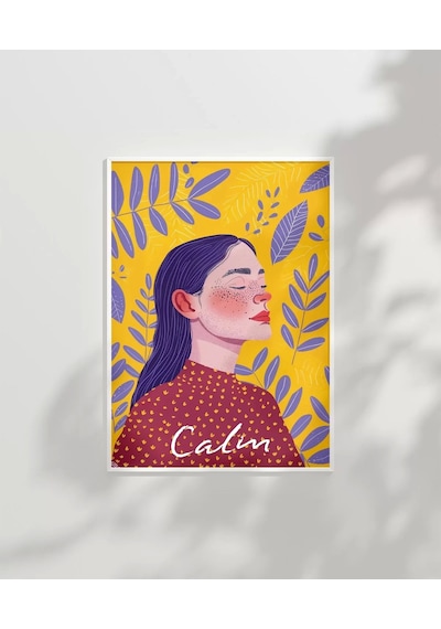 Çerçevesiz Poster Sarı Zeminli Meditasyon