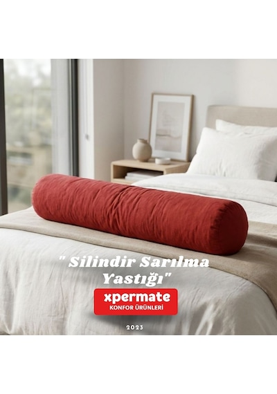 Xpermate Sarılma Yastığı Bacak Arası Yastığı Silindir 150cm Kırmı