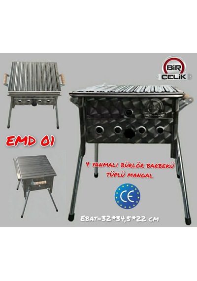 Birçelik Emd-01 4 Yanmalı Bürlör Barbekü Tüplü Mangal 32x34,5x22 Cm Diğer