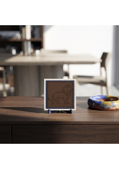 Ayakta Aslan Figürlü Modern Dekoratif Obje, Ev Ve Ofis İçin Zarif Aksesuar 10x10 Cm