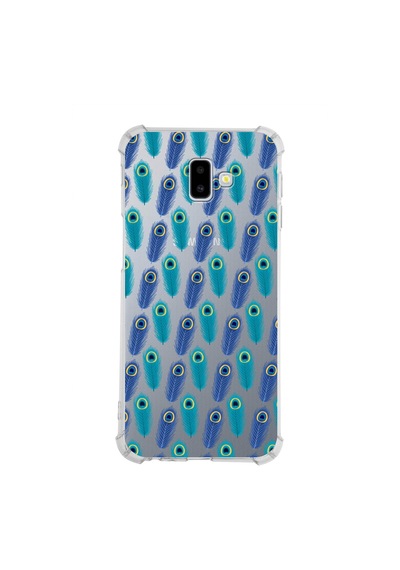 Prinrify Samsung Galaxy J6+ Plus Uyumlu Nazar Boncuğu 4 Baskılı Şeffaf Köşe Korumalı Antişok Kılıf