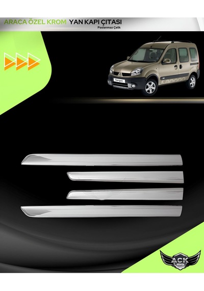 Renault Kangoo 2008-2016 Araca Özel Üretim Krom Yan Kapı Çıtası A+ Paslanmaz Çelik